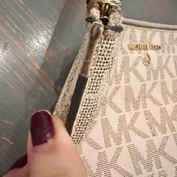 Michael Kors Cream and Brown Logo Wristlet - Picture 4 of 5